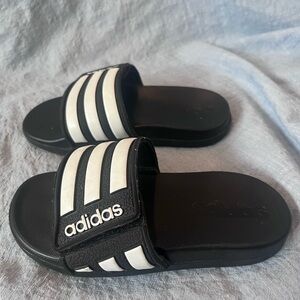 Adidas Black and White Slides - Kids